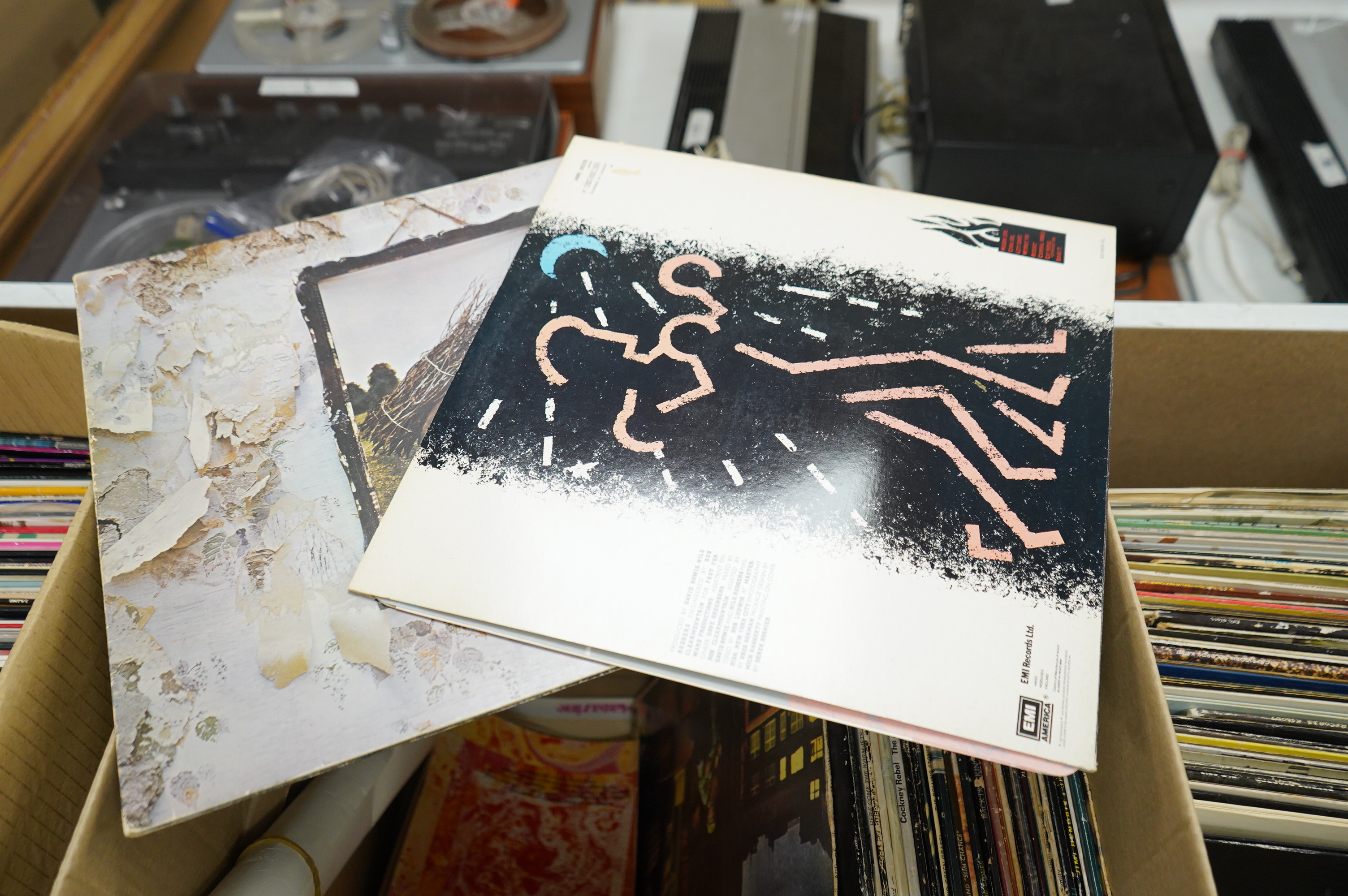 A collection of LP record albums and a few 12” singles, artists including; ABBA, Madonna, Sammy Davis Junior, Genesis, Pet Shop Boys, Janet Jackson, Spandau Ballet, Jean-Michel Jarre, Cliff Richard, Michael Jackson, Wet